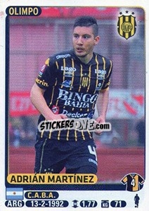 Sticker Adrian Martinez - Fùtbol Argentino 2015 - Panini