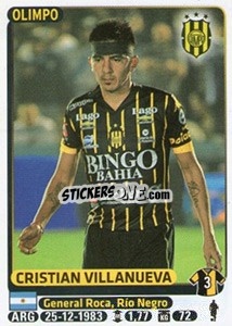 Cromo Cristian Villanueva - Fùtbol Argentino 2015 - Panini