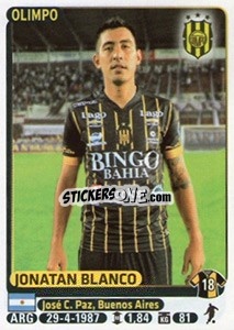 Cromo Jonatan Blanco - Fùtbol Argentino 2015 - Panini