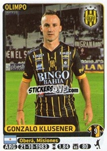 Figurina Gonzalo Klusener - Fùtbol Argentino 2015 - Panini