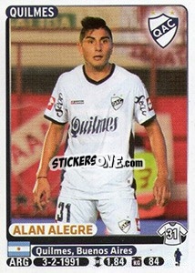 Figurina Alan Alegre - Fùtbol Argentino 2015 - Panini