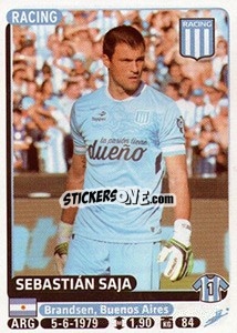 Cromo Sebastian Saja - Fùtbol Argentino 2015 - Panini