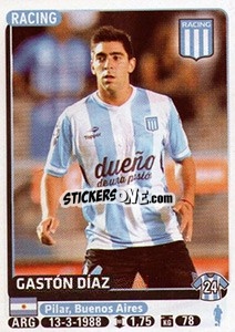 Sticker Gaston Diaz - Fùtbol Argentino 2015 - Panini