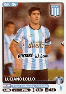 Sticker Luciano Lollo - Fùtbol Argentino 2015 - Panini