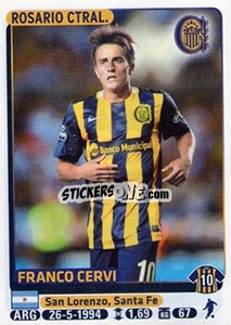 Figurina Franco Cervi - Fùtbol Argentino 2015 - Panini