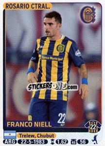 Cromo Franco Niell - Fùtbol Argentino 2015 - Panini