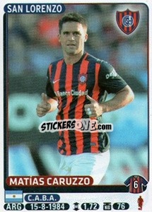 Sticker Matias Caruzzo - Fùtbol Argentino 2015 - Panini