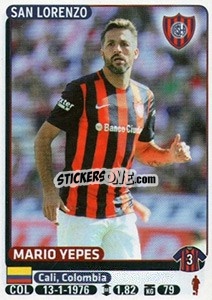 Sticker Mario Yepes - Fùtbol Argentino 2015 - Panini