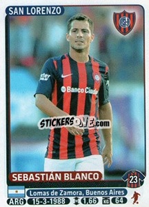 Sticker Sebastian Blanco - Fùtbol Argentino 2015 - Panini