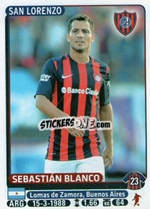 Sticker Sebastian Blanco - Fùtbol Argentino 2015 n. 358 - Panini
