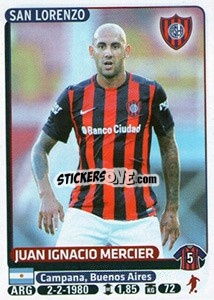 Sticker Juan Ignacio Mercier - Fùtbol Argentino 2015 - Panini