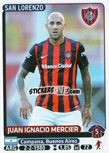 Cromo Juan Ignacio Mercier - Fùtbol Argentino 2015 - Panini