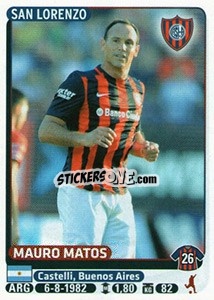 Sticker Mauro Matos - Fùtbol Argentino 2015 - Panini