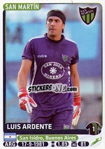 Sticker Luis Ardente - Fùtbol Argentino 2015 - Panini