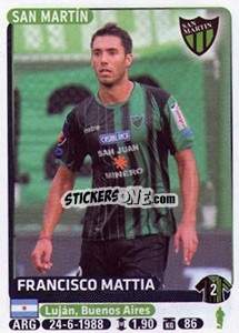Sticker Francisco Mattia - Fùtbol Argentino 2015 - Panini