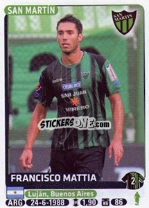 Sticker Francisco Mattia - Fùtbol Argentino 2015 n. 372 - Panini
