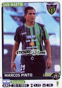 Sticker Marcos Pinto - Fùtbol Argentino 2015 - Panini