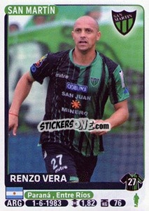 Sticker Renzo Vera - Fùtbol Argentino 2015 n. 374 - Panini