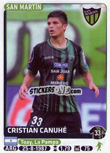 Cromo Cristian Canuhe - Fùtbol Argentino 2015 - Panini