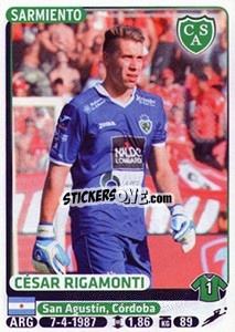 Sticker Cesar Rigamonti - Fùtbol Argentino 2015 n. 384 - Panini
