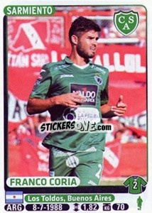 Sticker Franco Coria - Fùtbol Argentino 2015 n. 386 - Panini