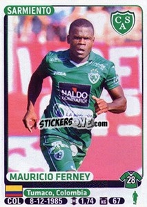 Sticker Mauricio Ferney - Fùtbol Argentino 2015 n. 387 - Panini