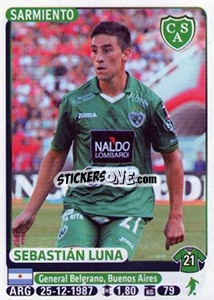 Cromo Sebastian Luna - Fùtbol Argentino 2015 n. 389 - Panini