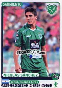 Cromo Nicolas Sanchez - Fùtbol Argentino 2015 - Panini