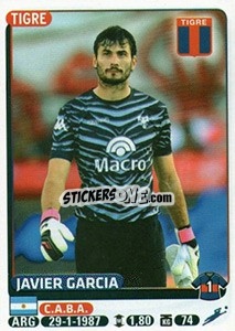 Sticker Javier Garcia - Fùtbol Argentino 2015 - Panini