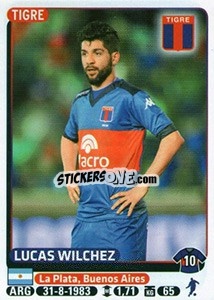 Figurina Lucas Wilchez - Fùtbol Argentino 2015 - Panini