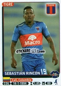 Sticker Sebastian Rincon - Fùtbol Argentino 2015 - Panini