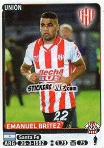 Sticker Emanuel Britez - Fùtbol Argentino 2015 - Panini