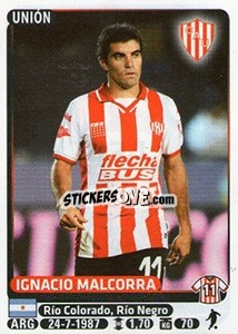 Sticker Ignacio Malcorra - Fùtbol Argentino 2015 - Panini