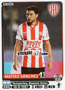 Figurina Matias Sanchez - Fùtbol Argentino 2015 - Panini