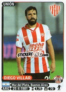 Cromo Diego Villar - Fùtbol Argentino 2015 - Panini