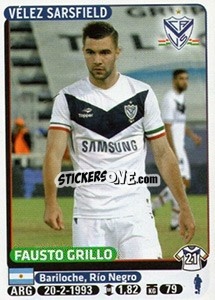 Sticker Fausto Grillo - Fùtbol Argentino 2015 n. 447 - Panini