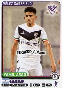 Cromo Yamil Asad - Fùtbol Argentino 2015 - Panini