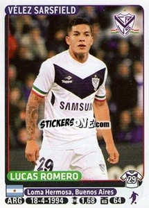 Sticker Lucas Romero - Fùtbol Argentino 2015 n. 454 - Panini
