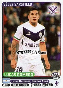 Sticker Lucas Romero - Fùtbol Argentino 2015 - Panini