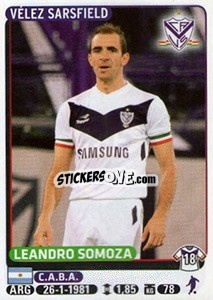 Sticker Leandro Somoza - Fùtbol Argentino 2015 - Panini