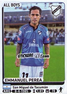 Figurina Emmanuel Perea - Fùtbol Argentino 2015 n. 490 - Panini