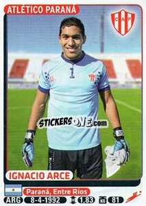 Sticker Ignacio Arce - Fùtbol Argentino 2015 n. 495 - Panini