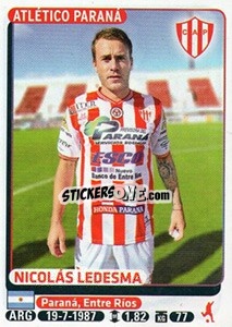 Sticker Nicolas Ledesma - Fùtbol Argentino 2015 n. 499 - Panini