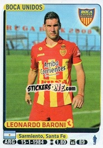 Sticker Leonardo Baroni - Fùtbol Argentino 2015 - Panini