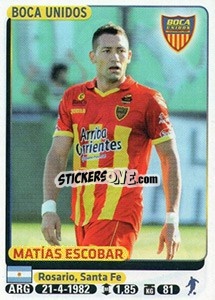 Sticker Matias Escobar - Fùtbol Argentino 2015 n. 515 - Panini