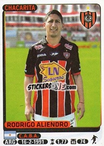 Sticker Rodrigo Aliendro - Fùtbol Argentino 2015 - Panini