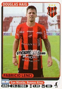 Sticker Fabricio Lenci - Fùtbol Argentino 2015 - Panini