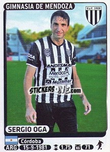 Cromo Sergio Oga - Fùtbol Argentino 2015 - Panini