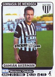 Cromo Damian Akerman - Fùtbol Argentino 2015 - Panini