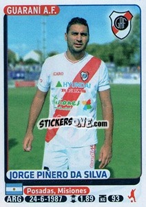 Cromo Jorge Piñero Da Silva - Fùtbol Argentino 2015 - Panini